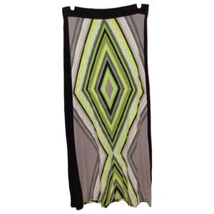 Michael Kors Women's Green Black Knit Maxi Skirt Pull-On Style Size Medium
